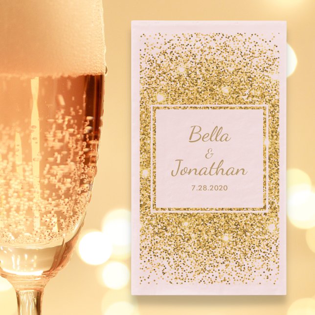 Serviette En Papier Confetti en or rose Romantique Mariage élégant Per (Créateur téléchargé)