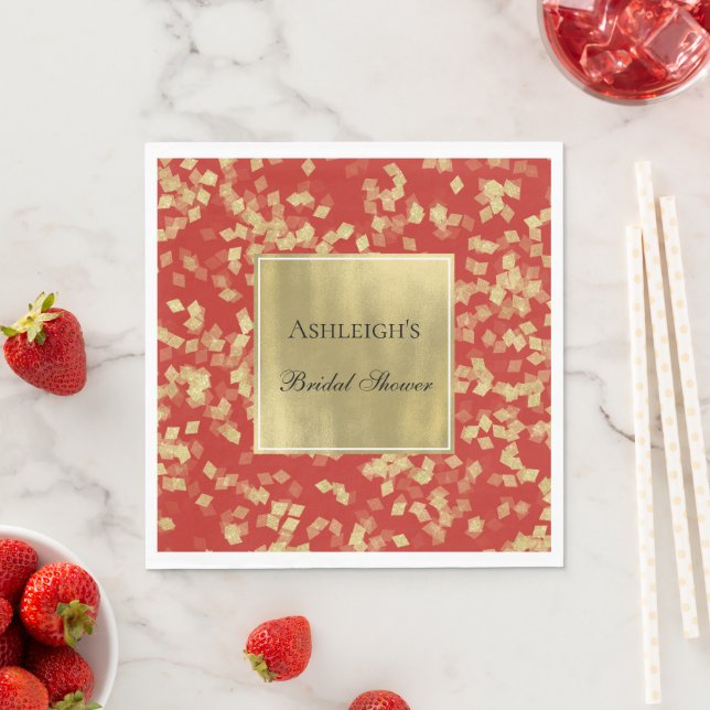 Serviette En Papier Confetti Glam Or Rouge  (En situation)