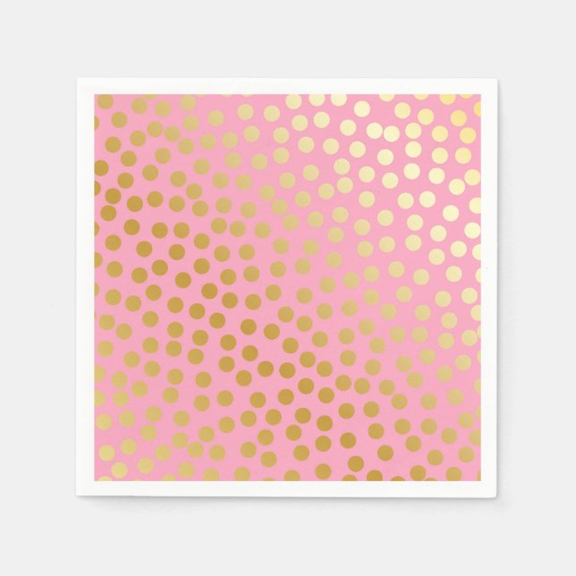 Serviette En Papier Confetti Pois rose et or (Devant)