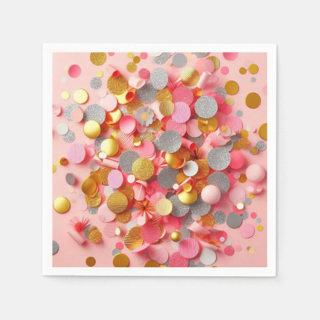 Serviette En Papier Confetti rose ! (Devant)