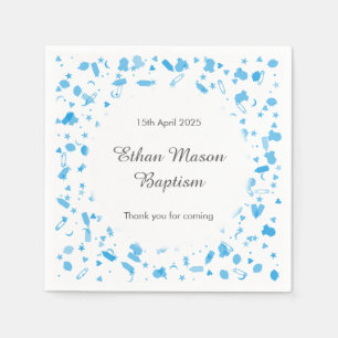 Serviette En Papier Confettis Bleu Bébé Baptême