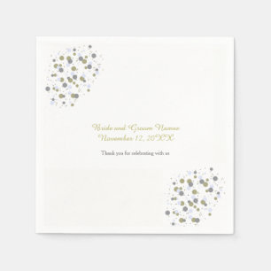 Serviette En Papier Confettis Bleus et Dorés