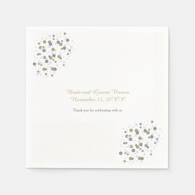 Serviette En Papier Confettis Bleus et Dorés (Devant)