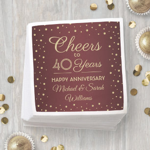 Serviette En Papier Confettis bordeaux et or pour tout anniversaire de