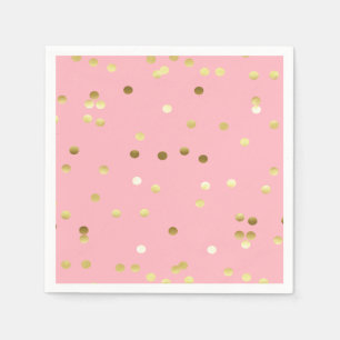 Serviette En Papier Confettis chics de feuille d'or rose-clair