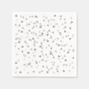 Serviette En Papier Confettis de coeurs argentés