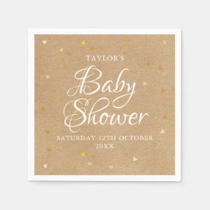 Serviette En Papier Confettis de coeurs dorés Baby Shower / Sprinkle R