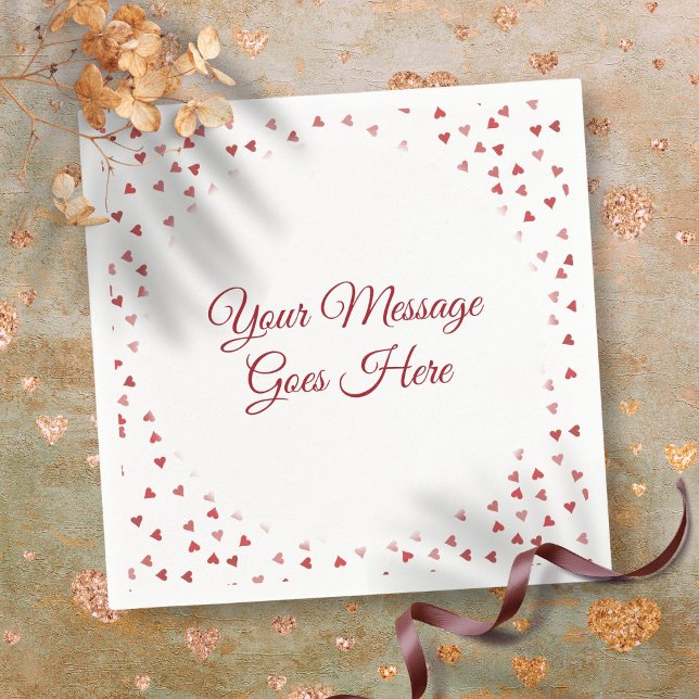 Serviette En Papier Confettis de mariage coeurs rouges rubis (Ruby Red Hearts Wedding Confetti Napkins)
