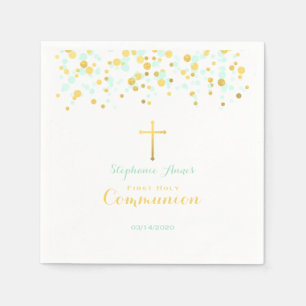 Serviette En Papier Confettis de menthe et d'or de communion