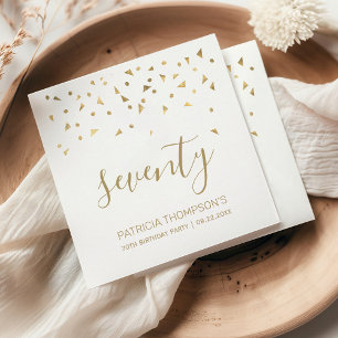 Serviette En Papier Confettis dorés personnalisés pour une fête d'anni