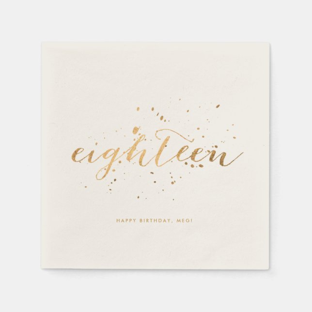 Serviette En Papier Confettis dorés pour 18 ans - Fête d'anniversaire  (Devant)