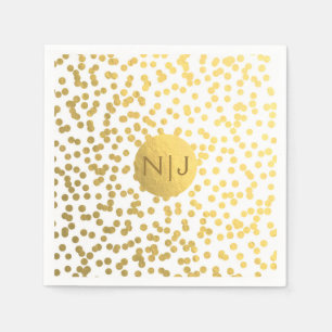 Serviette En Papier Confettis en feuilles d'or pour un mariage moderne