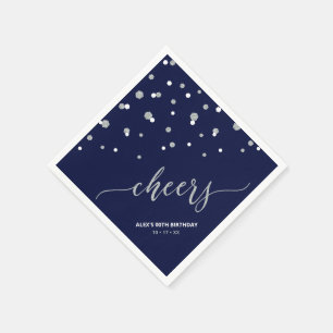 Serviette En Papier Confettis Hexagone Argent et Bleu Fête Personnalis