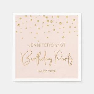 Serviette En Papier Confettis Pailletés Or Élégant Anniversaire 21 ans