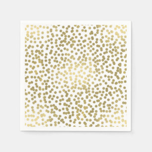 Serviette En Papier Confettis points dorés blanc et brillant Élégant C