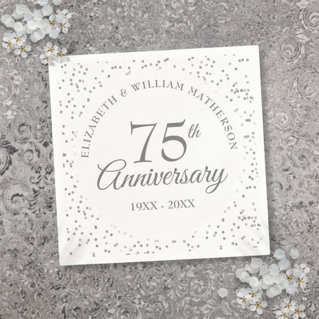 Serviette En Papier Confettis pour les 75 ans de mariage (75th Wedding Anniversary Confetti Napkins)