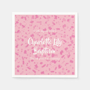 Serviette En Papier Confettis Rose Bébé Baptême