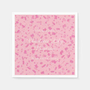 Serviette En Papier Confettis Rose Bébé Baptême