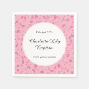 Serviette En Papier Confettis Rose Bébé Baptême