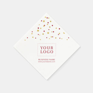 Serviette En Papier Confettis rouges et or personnalisés Logo Entrepri