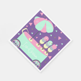 Serviette En Papier Confettis Stand de Glace Anniversaire Violet