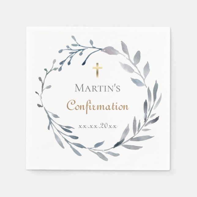 Serviette En Papier Confirmation blue wreath  (Devant)