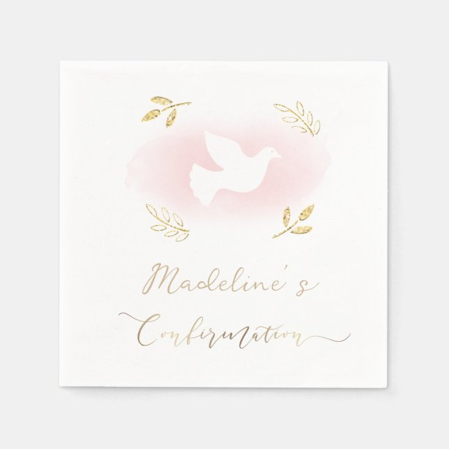Serviette En Papier Confirmation colombe blanche  (Devant)