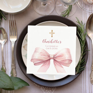 Serviette En Papier Confirmation de croix d'arc rose