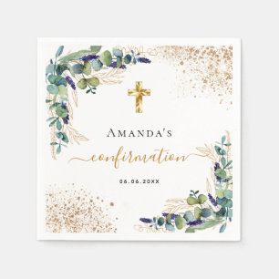 Serviette En Papier Confirmation de l'eucalyptus vert parties scintill