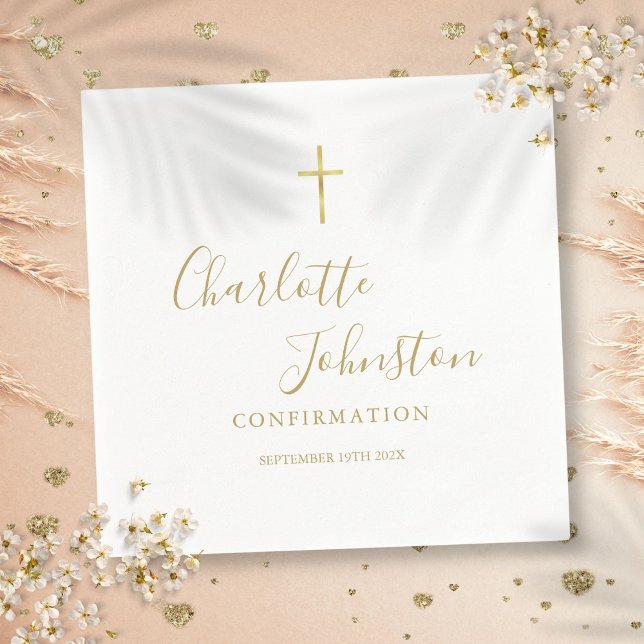 Serviette En Papier Confirmation de signature dorée moderne (Modern Golden Signature Script Confirmation Napkins)