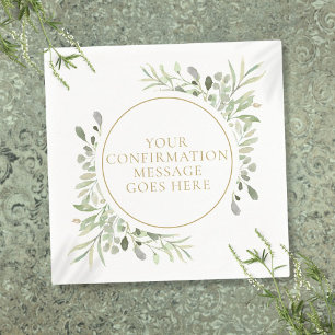 Serviette En Papier Confirmation Florale Aquarelle Vert et Or