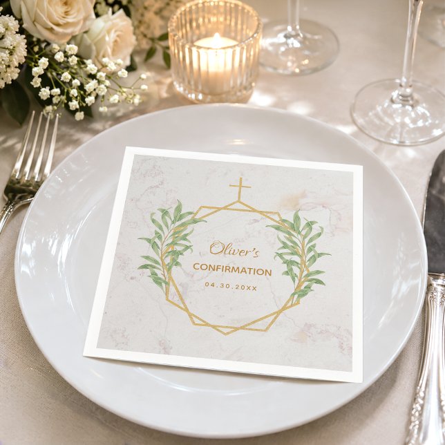 Serviette En Papier Confirmation Végétal Botanique Géométrique Or (Créateur téléchargé)