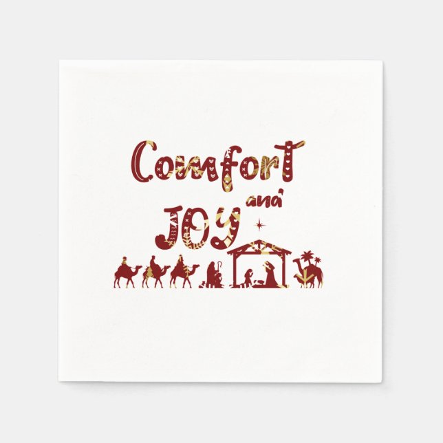 Serviette En Papier Confort Et Joie Nativité Christian Noël (Devant)