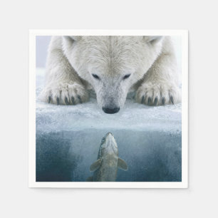 Serviette En Papier Confrontation entre ours polaire et poisson