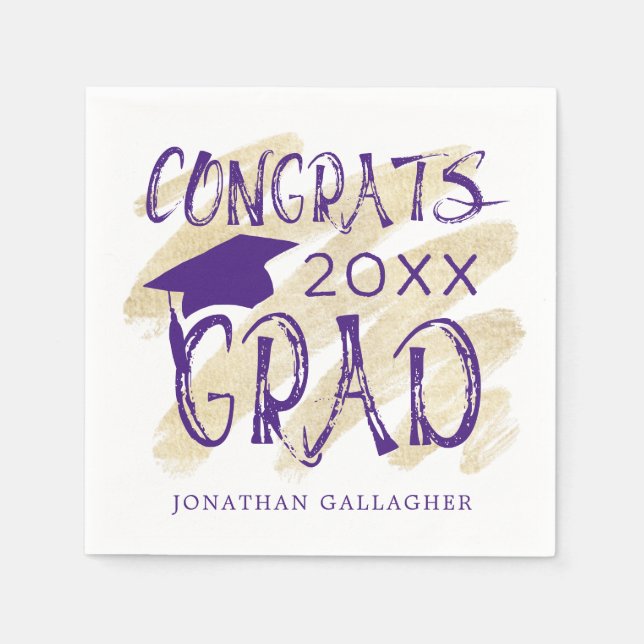 Serviette En Papier Congrats de graduation moderne Couleurs sur mesure (Devant)