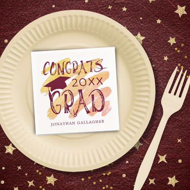 Serviette En Papier Congrats de graduation moderne Couleurs sur mesure (Créateur téléchargé)