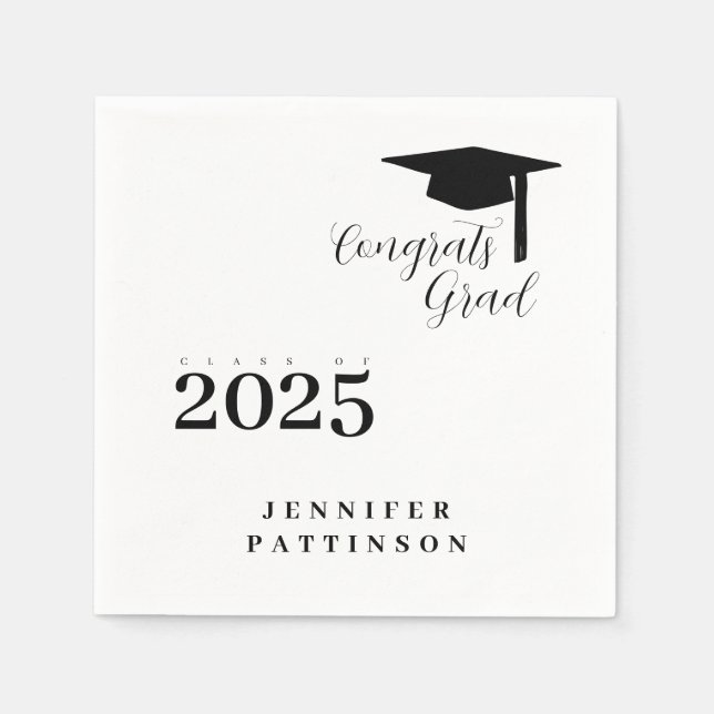 Serviette En Papier Congrats Grad Class Year Graduation (Devant)