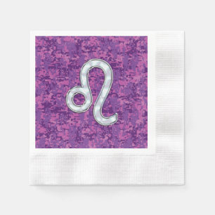 Serviette En Papier Connexion Leo sur Camouflage numérique Fuchsia ros