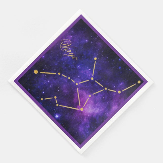 Serviette En Papier Constellation de la Virgo Gold sur la galaxie noir (Coin)