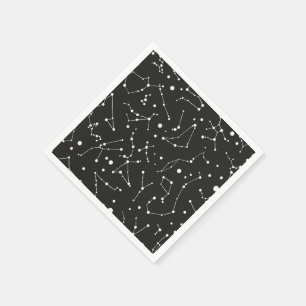 Serviette En Papier Constellations blanches et noires
