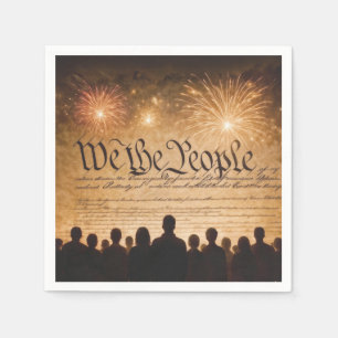 Serviette En Papier Constitution des États-Unis avec feux d'artifice