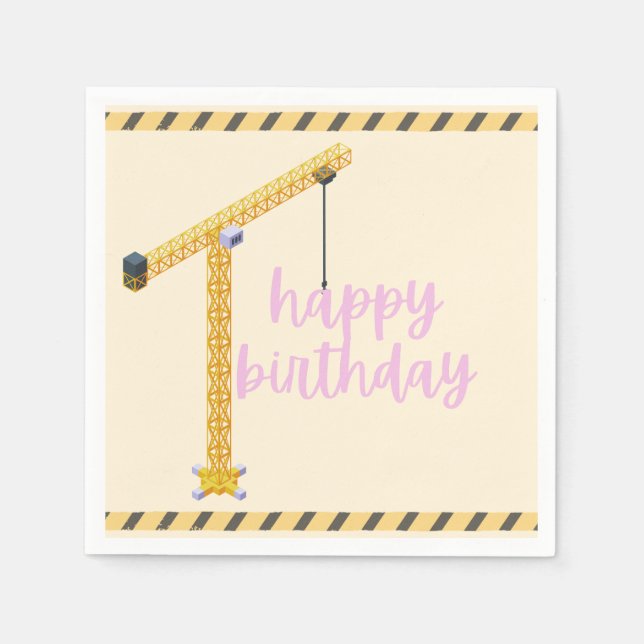 Serviette En Papier Construction Birthday Napkins (Devant)