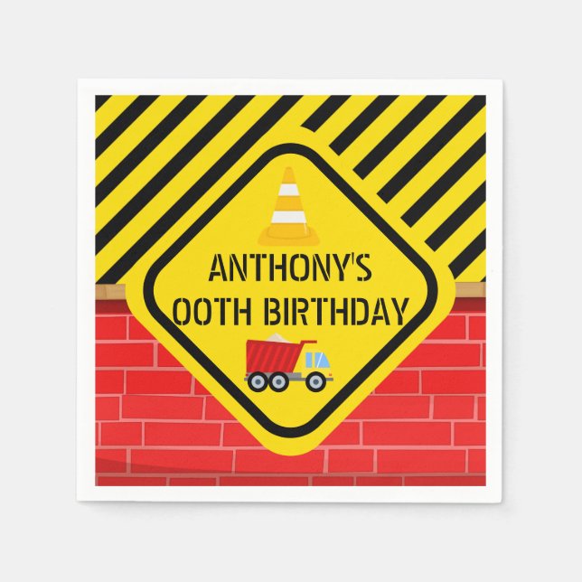 Serviette En Papier Construction Thème Anniversaire fête personnalisée (Devant)