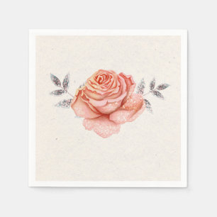 Serviette En Papier Conte de Fées Pêche Paillettes Roses Feuilles Show