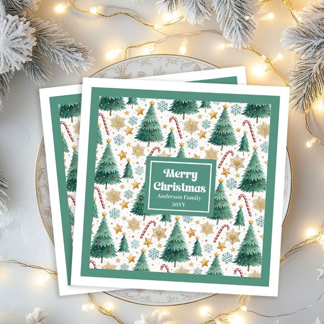 Serviette En Papier Contemporary Christmas Trees Festive Paper Napkins (Contemporary Christmas Trees Festive Paper Napkins)