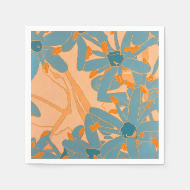 Serviette En Papier Contemporary Leaf Design in Peach  (Devant)