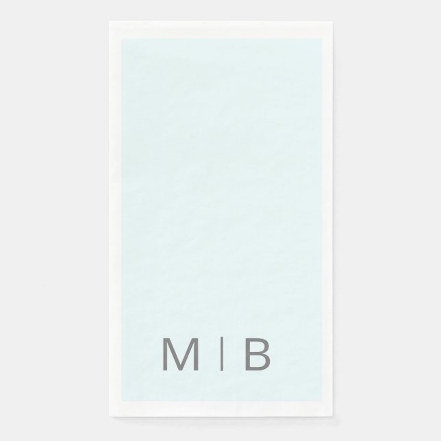 Serviette En Papier Contemporary Monogram Ice Blue texte gris (Devant)