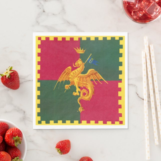 Serviette En Papier Contrada del Drago (Dragon) Palio di Siena (En situation)