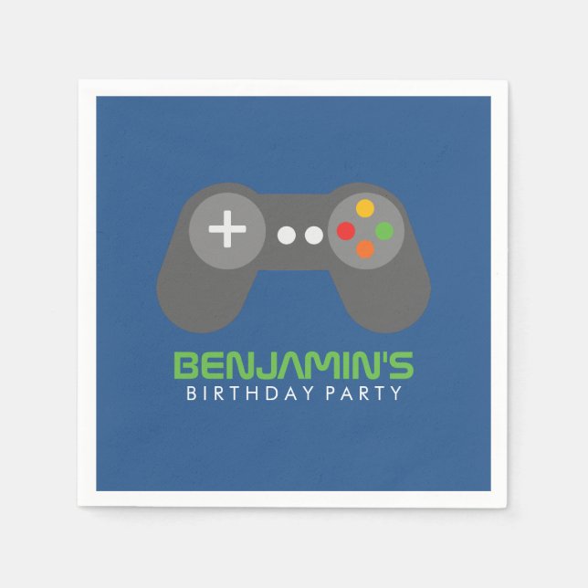 Serviette En Papier Contrôleur de jeu vidéo Retro Anniversaire (Devant)