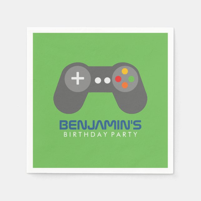 Serviette En Papier Contrôleur Retro Jeux Vidéo Anniversaire (Devant)